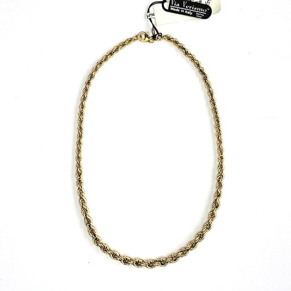 VIA VERISMO NWT Gold Plated Sterling Silver Rope Chain Necklace 18 inches - Picture 1 of 6